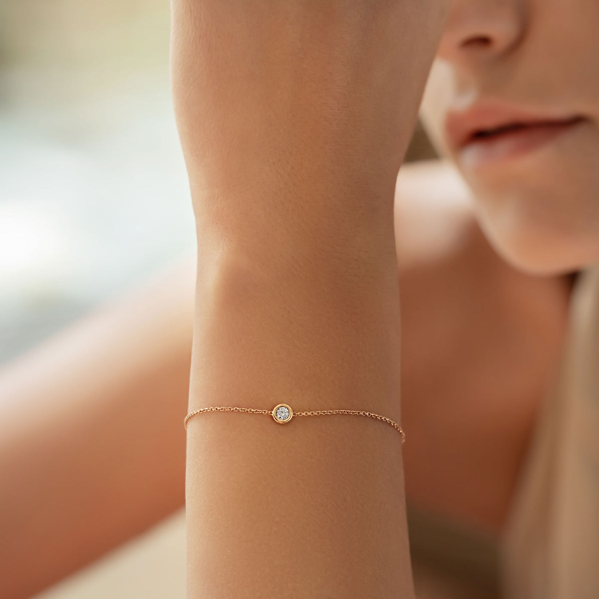 Bezel Solitaire Bracelet with Lab-grown Diamond