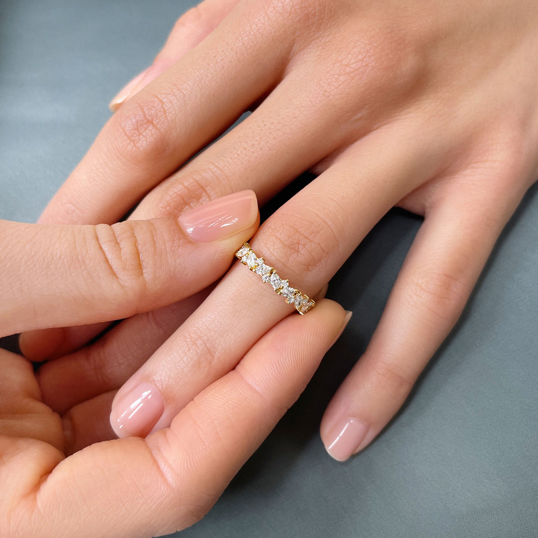 Bague De Mariage Demi-éternité En Or 14K - Diamants Naturels 0,75 Ct - Taille 7 - Marque Elizabeth Jewelry