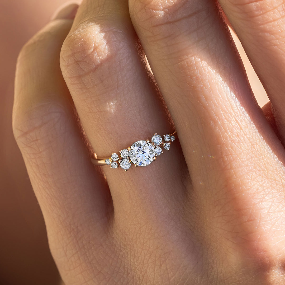 Round lab-grown diamond cluster engagement ring - Lania LAB