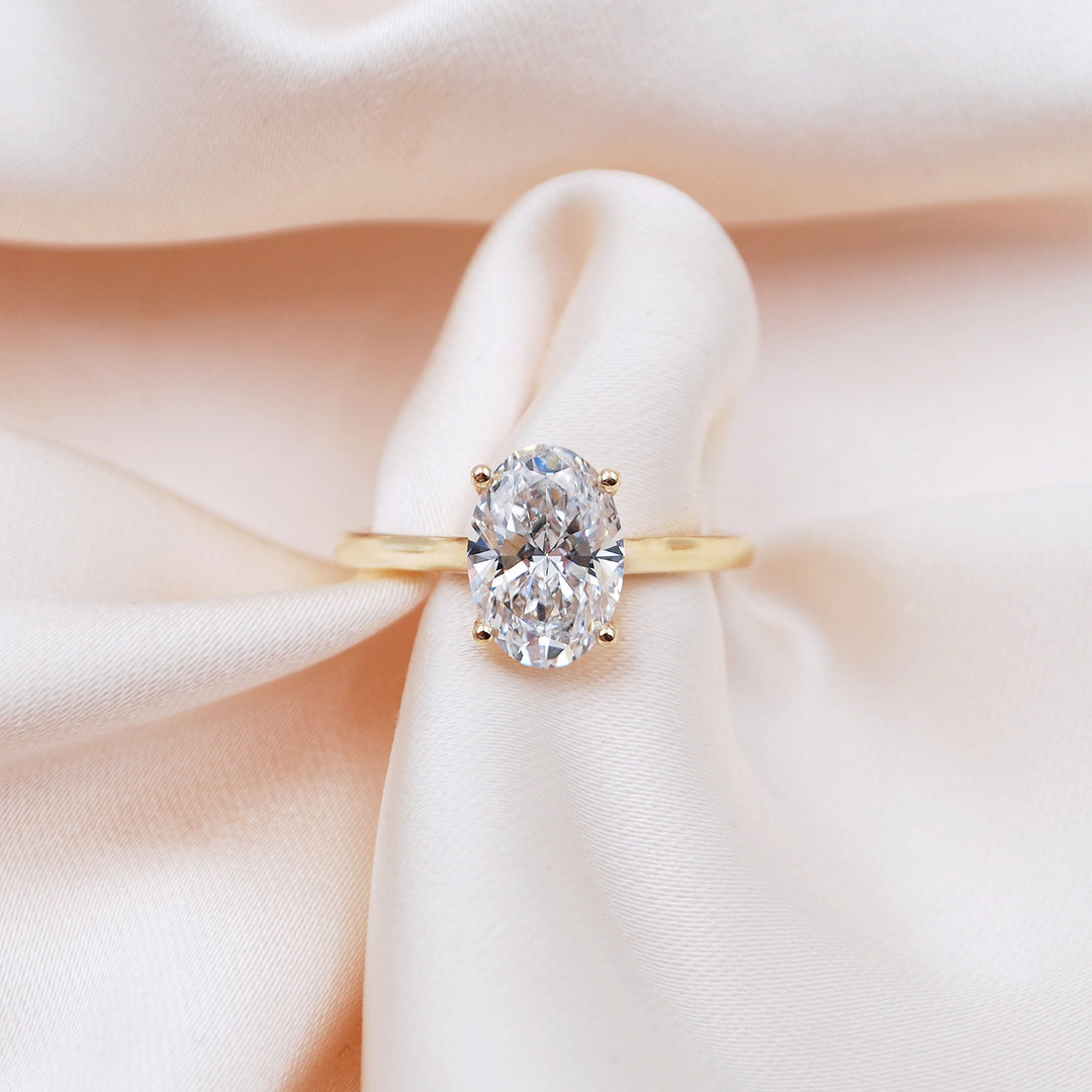 Bague de fiançailles en or 14 carats sertie d'un diamant ovale de laboratoire de 0,75 à 3,25 carats, couleur D, pureté VVS1-VS1, certifié 3EX IGI Bague de fiançailles en or 14 carats sertie d'un diamant ovale de laboratoire de 0,75 à 3,25 carats, couleur D, pureté VVS1-VS1, certifié 3EX IGI